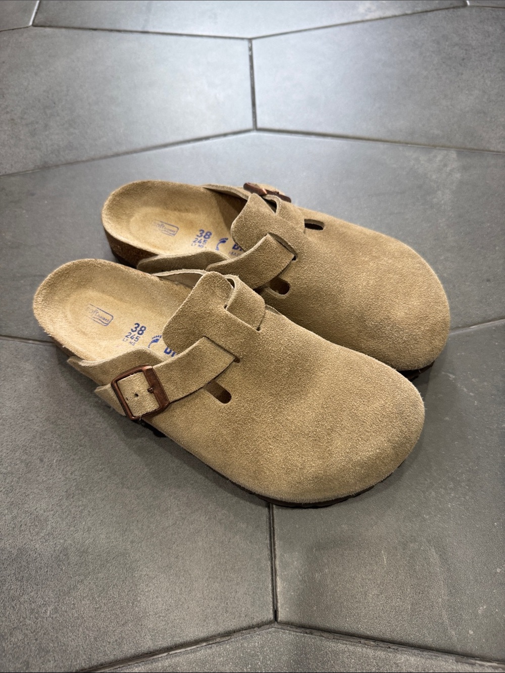 Birkenstock Suede Clog Mule in Tan